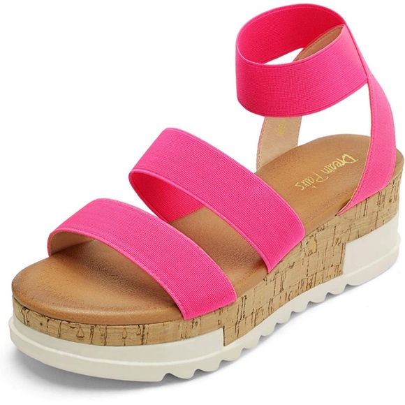TOP Moda Shoes - NWOT | Hot Pink Slip-On Wedge Sandals